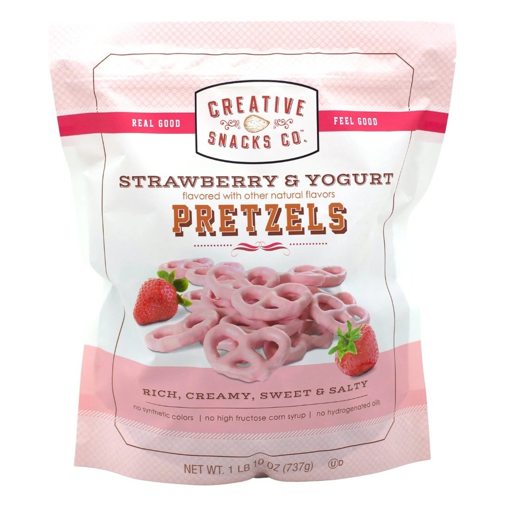 Pretzels Cubiertos De Fresa y Yogurt, Creative Snack / 737g