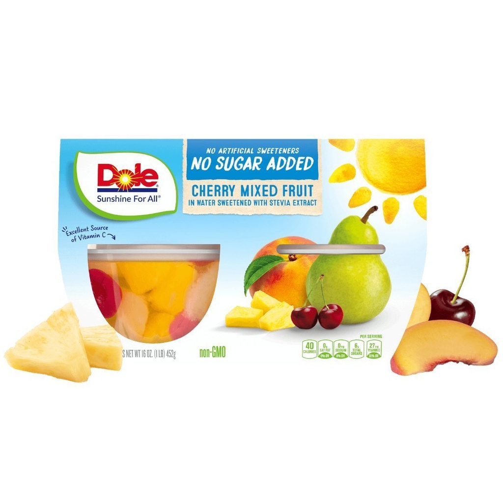 Frutas Mixtas Sin Azúcar Añadida, Dole / 4 Pack / 452g