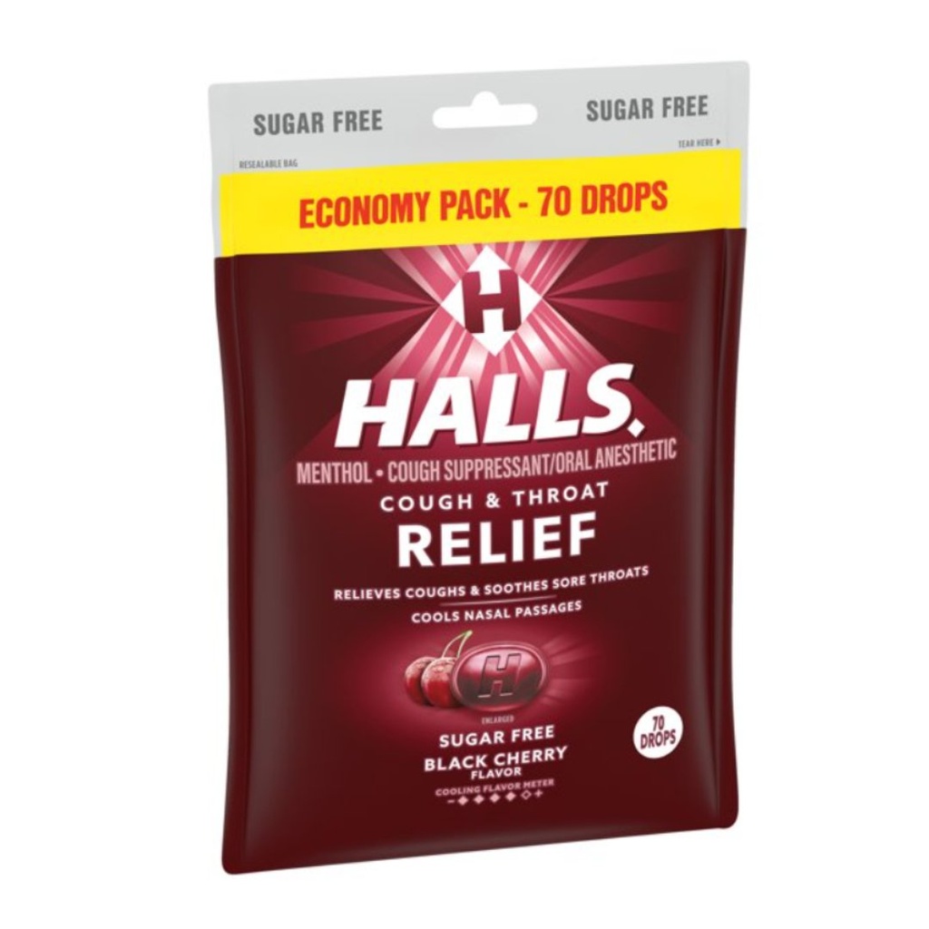 Halls Relief - Sabor Cereza Negra Sin Azúcar / 70 Pack