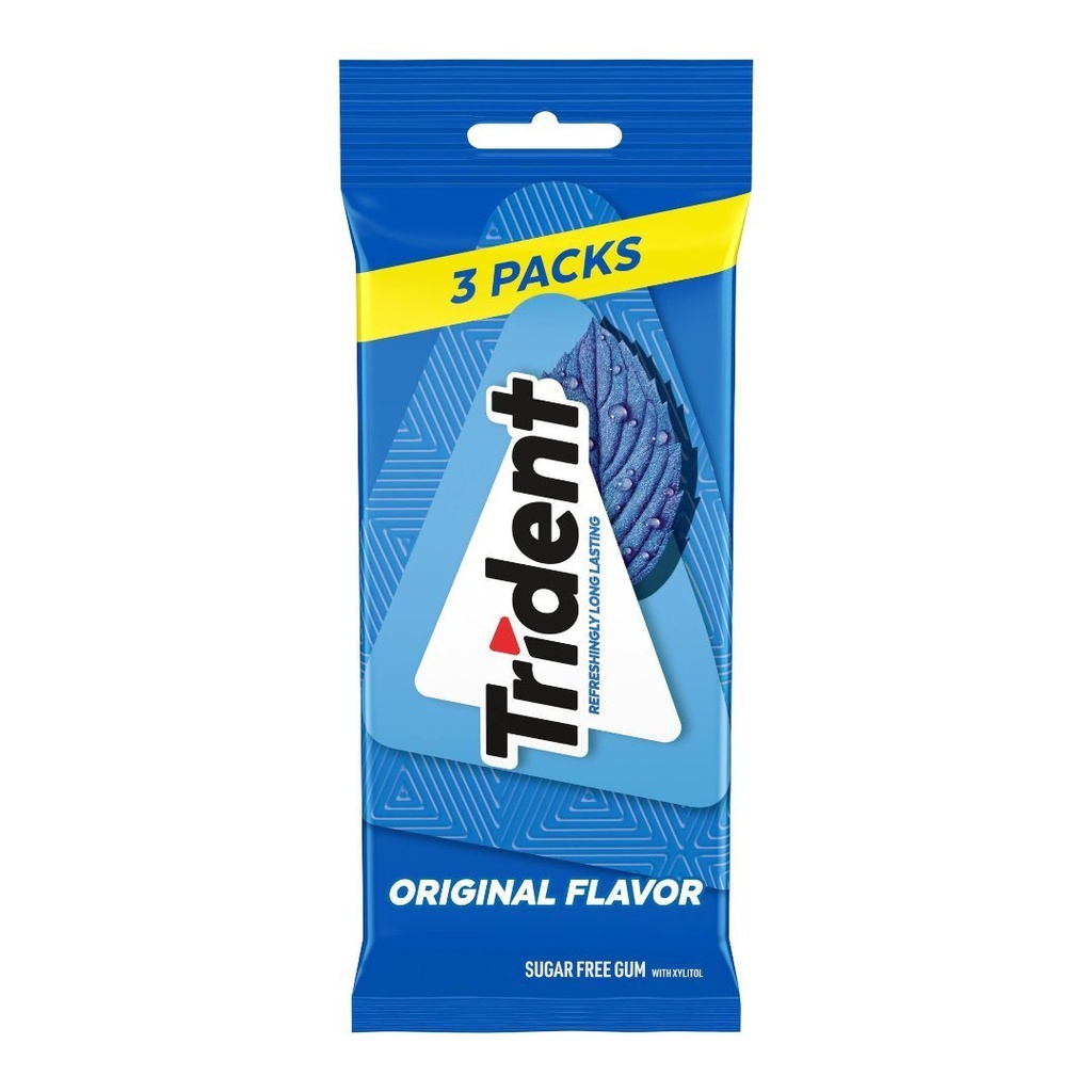 Chiclets Trident – Sabor Original Sin Azúcar / 14 Sticks / 3 Pack
