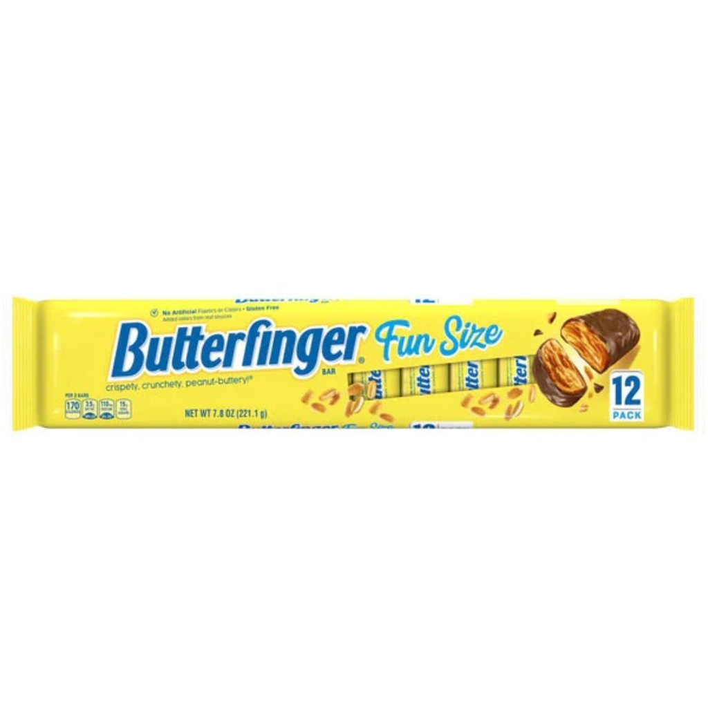 Barras Crujientes De Mantequilla De Maní y Chocolate, Butterfinger / 12 Pack Fun Size / 221gg