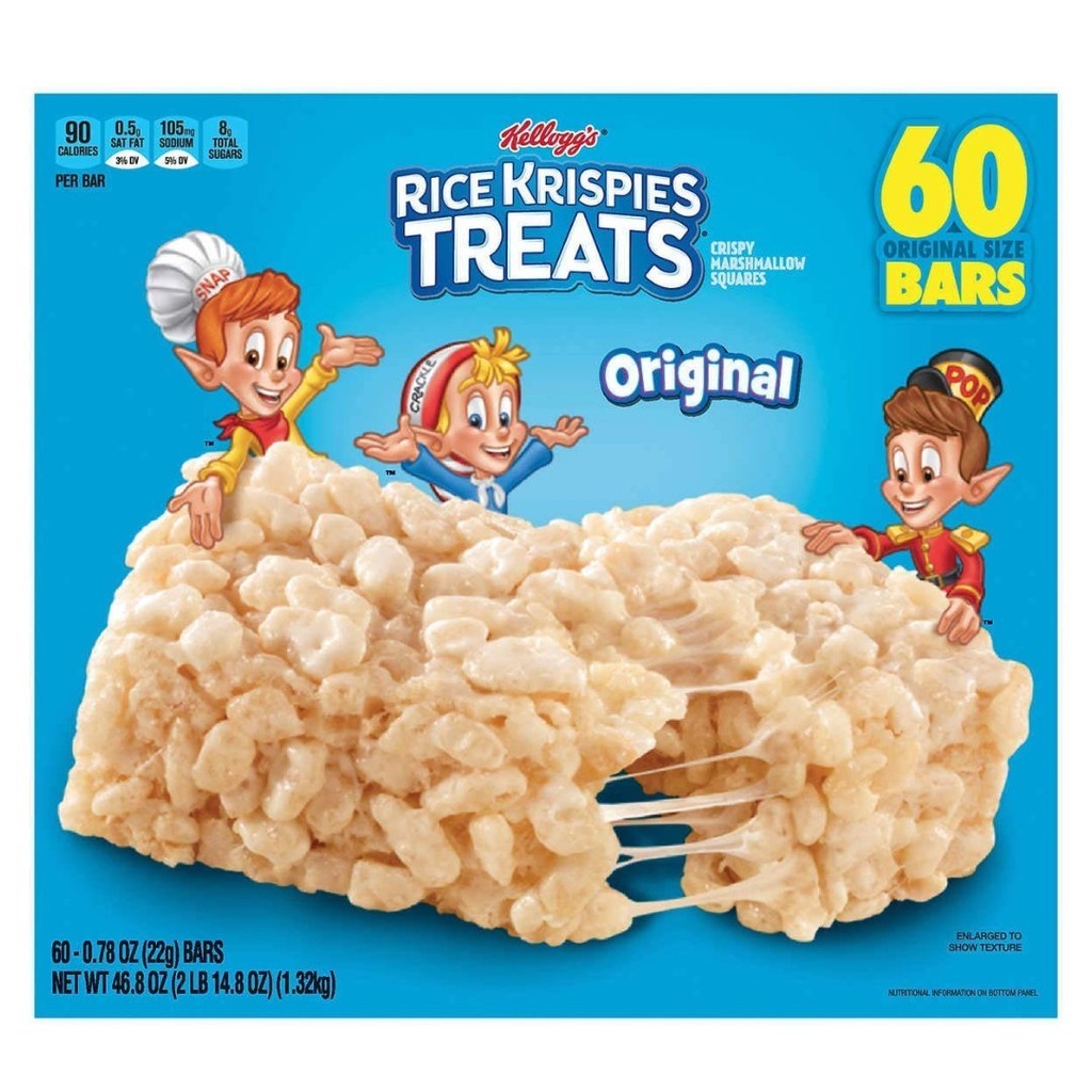 Barras De Arroz Inflado Crujiente Sabor Original, Kellogg´s / 60 Pack / 22g / 1.32 Kg Total