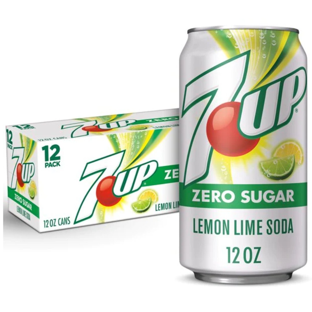 Refresco 7UP Zero Sugar De Limón y Lima Sin Cafeína / 12 Pack / 355mL