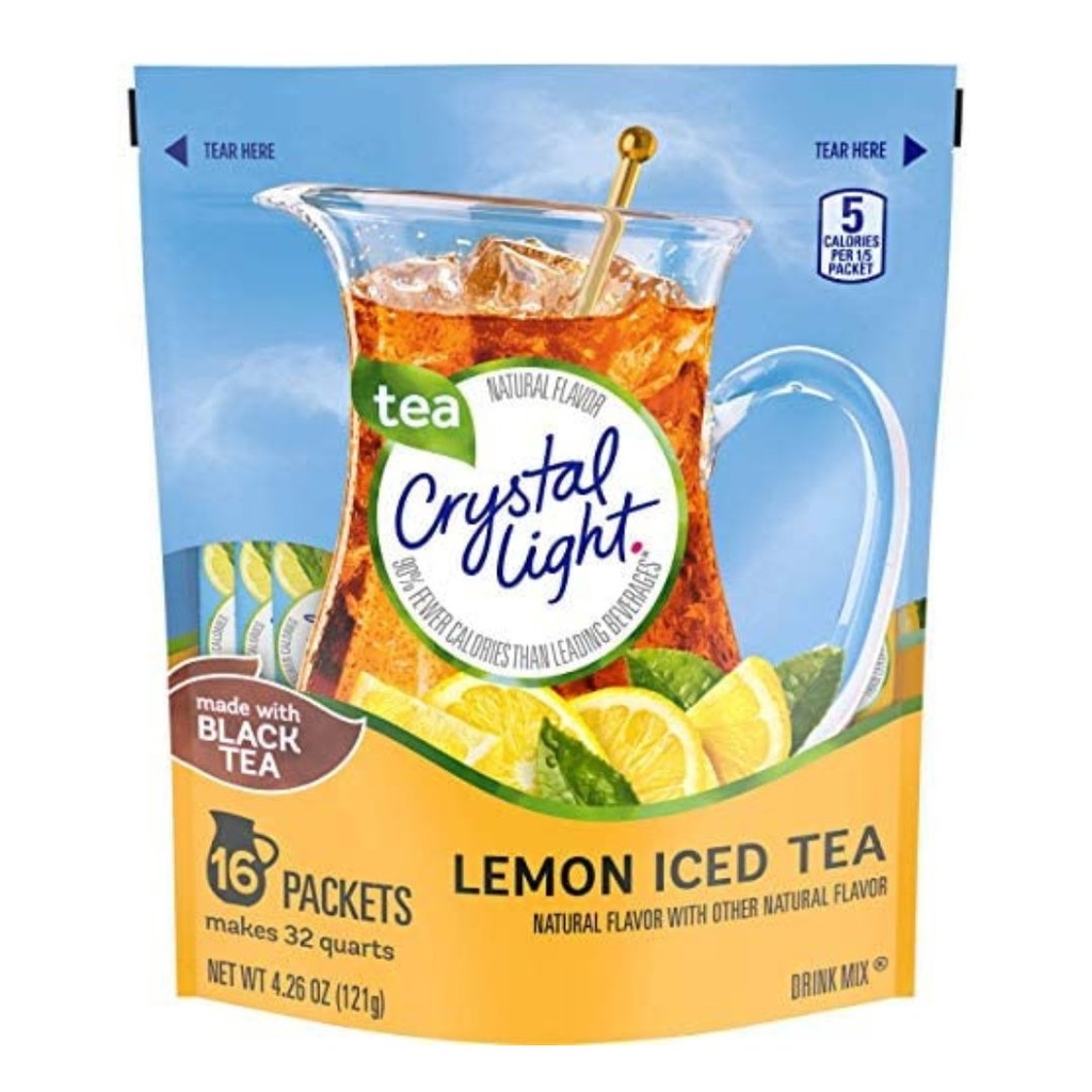 Mezcla Instantánea De Té De Limón En Polvo, Crystal Light / 16 Pack / 121g Menos Calorías