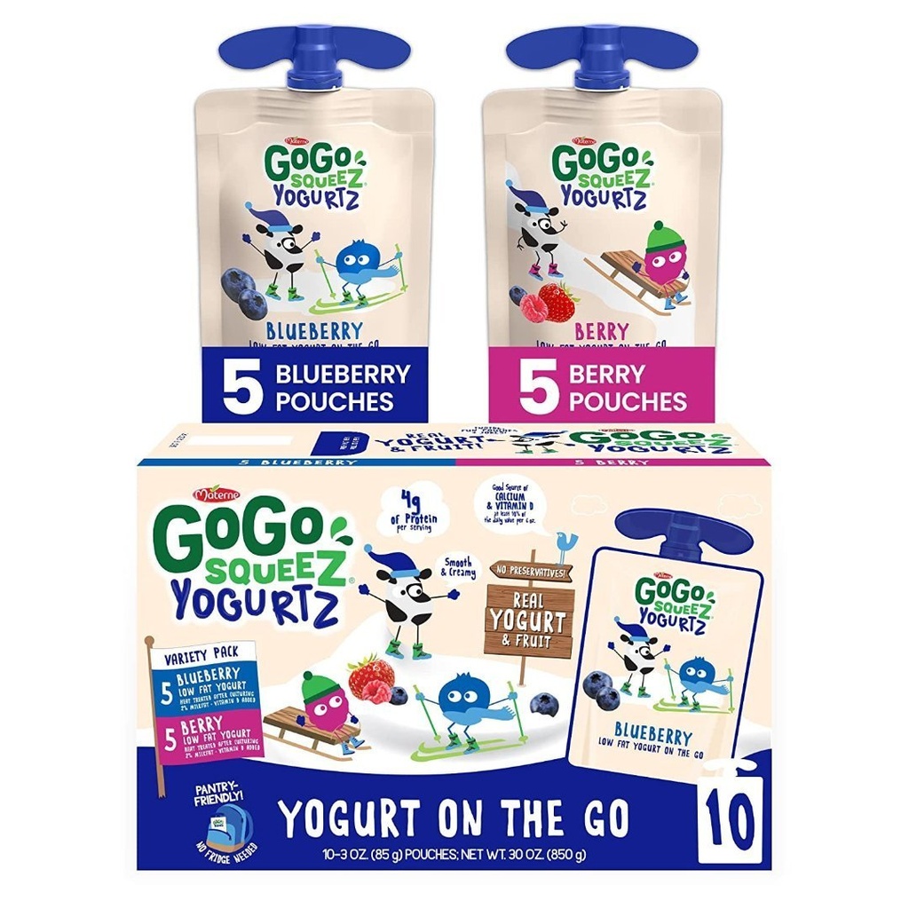 Aperitivos De Yogurt - GoGo squeeZ Sabor Arándanos - Bayas / 10 Pack / 85g