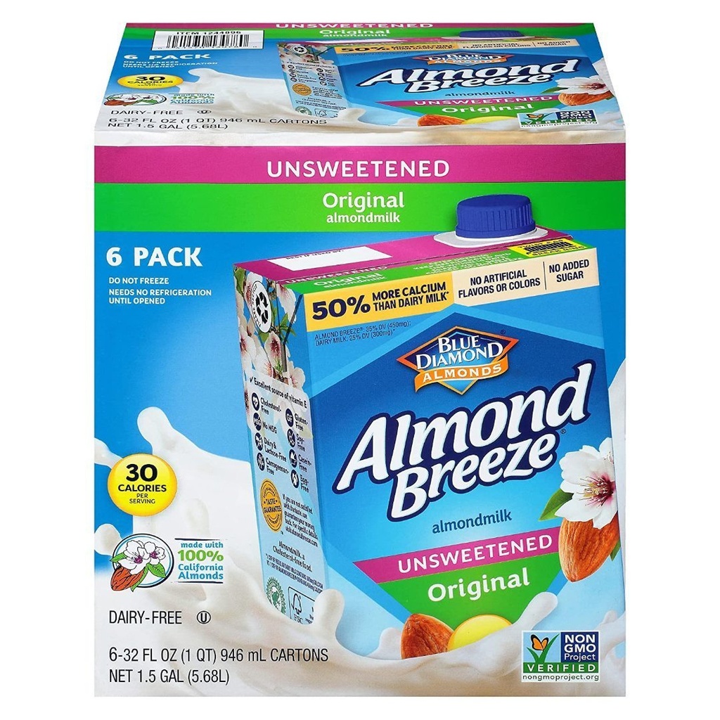 Leche de Almendras Original Sin Azúcar / Almond Breeze 6 Pack / 946ml