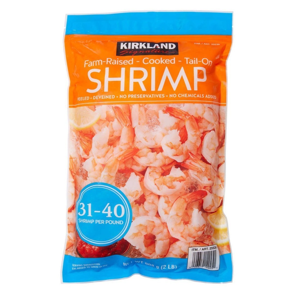 Camarones Cocidos Con Cola, Pelados, Desvenados / 31-40 unidades / 908g / Kirkland Signature