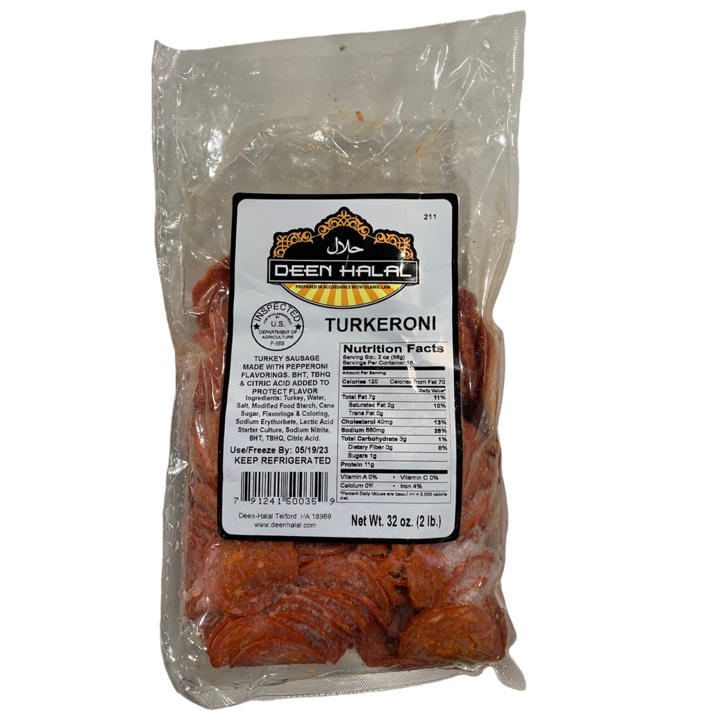Pepperoni De Pavo, Deen Halal / 907g