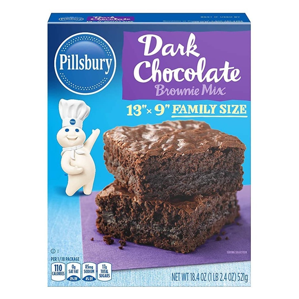 Mezcla De Brownie De Chocolate Oscuro Tamaño Familiar, Pillsbury / 521g