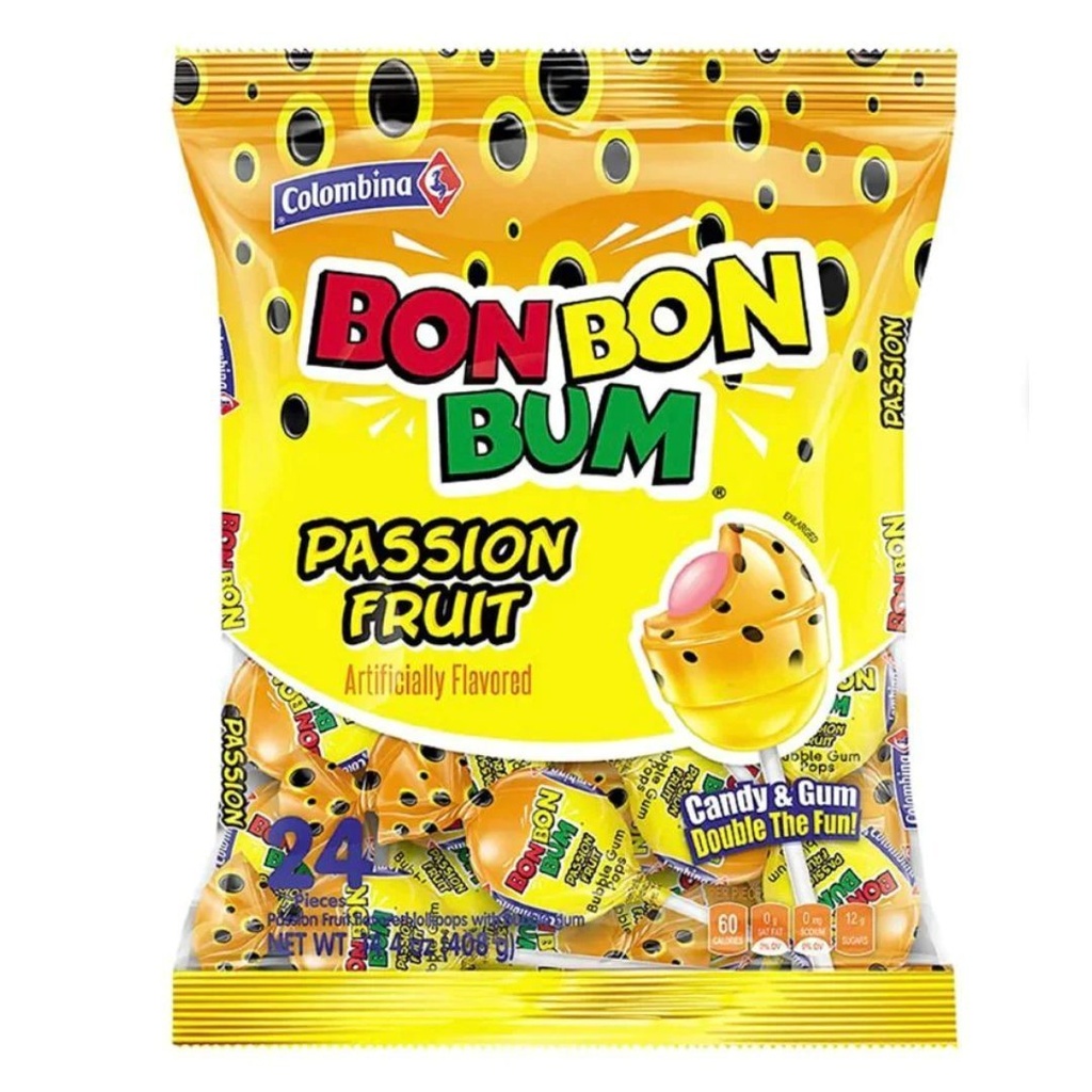 Chupeta BonBon Bum - Passion Fruit / 24 Pack / 408g