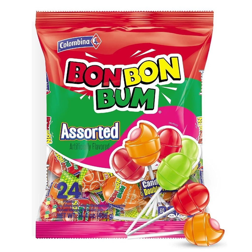 Chupeta BonBon Bum - Sabores Variados / 24 Pack / 408g