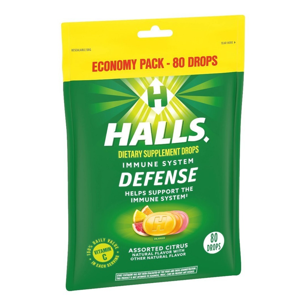 Halls Defense Sistema Inmune - Sabores Cítricos Surtidos / 80 Pack