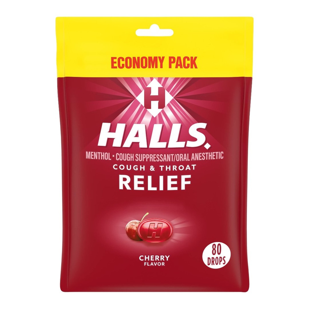 Halls Relief Sabor Cereza, 80 Pack