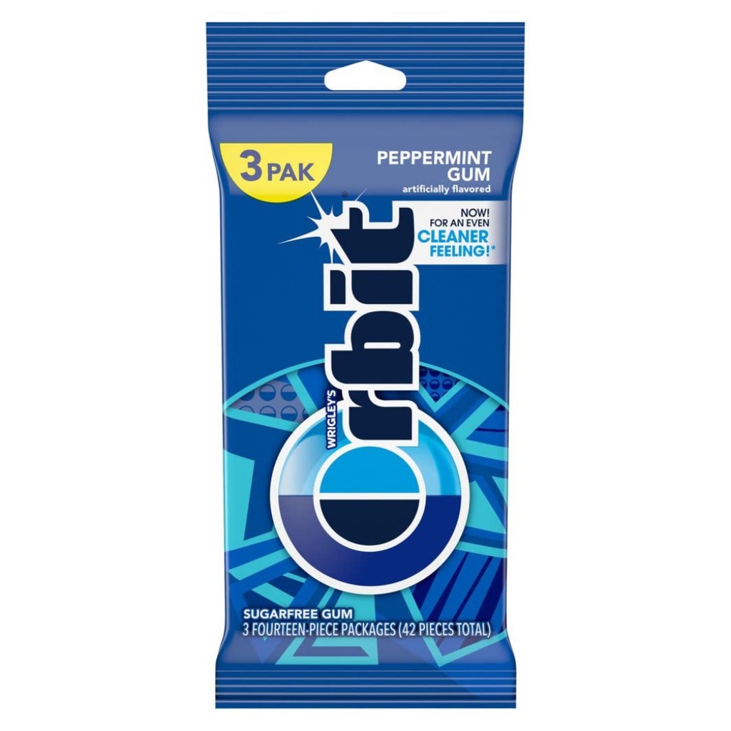 Chiclets Orbit Sin Azúcar - Peppermint / 3 Pack / 42 Und