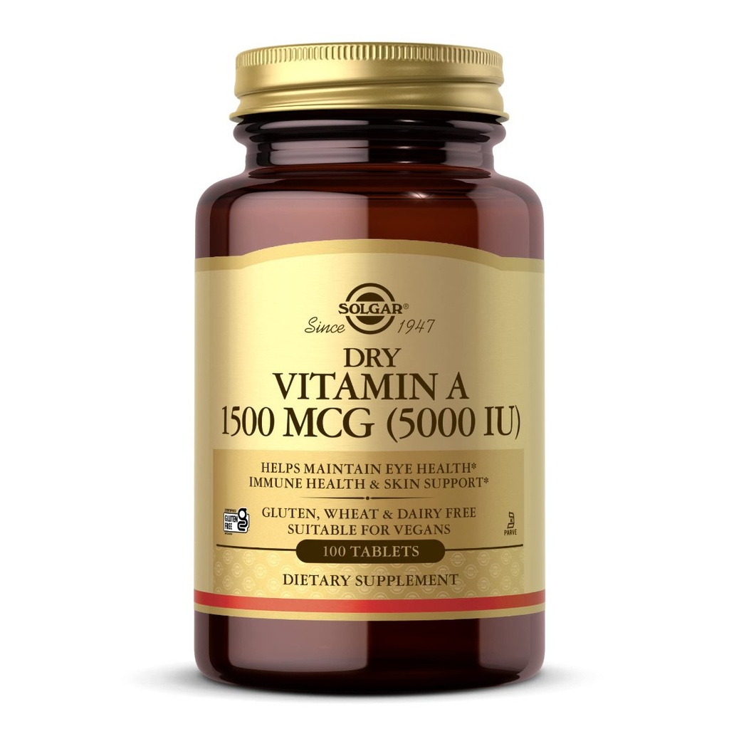 Vitamina A 1500mcg (5000 IU) / Solgar / 100 Tabletas