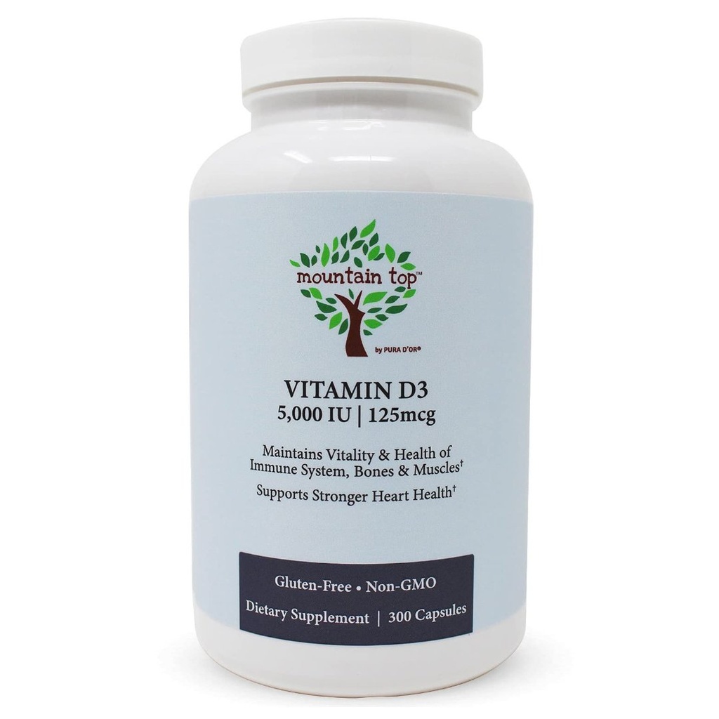 Vitamina D3 125mcg Gluten Free - Vegano / Mountain Top / 300 Capsulas