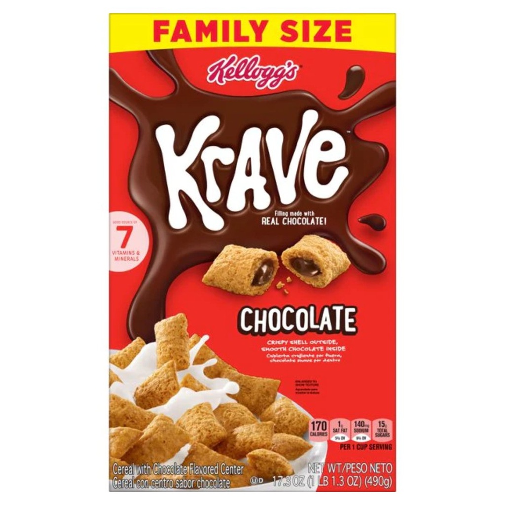 Cereal Con Centro Sabor Chocolate Krave, Kellogg’s / 490g