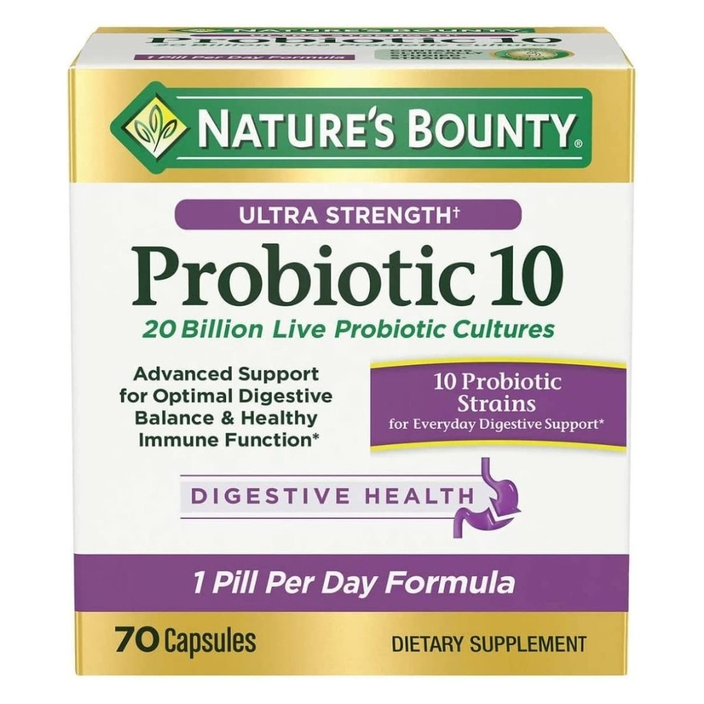 Suplemento Diario Probiótico 10 Ultra Strenght / Nature Bounty / 70 Capsulas