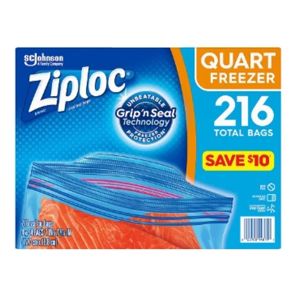 Bolsas Ziploc Grip’s Seal - Para Freezer / 54 Und / 4 Pack / 216 Total