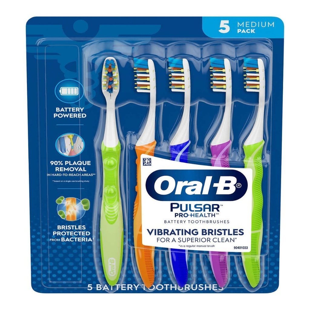 Cepillo De Dientes Con Batería, Oral-B Pulsar Pro-Health - 5 Pack / Cerdas Medio