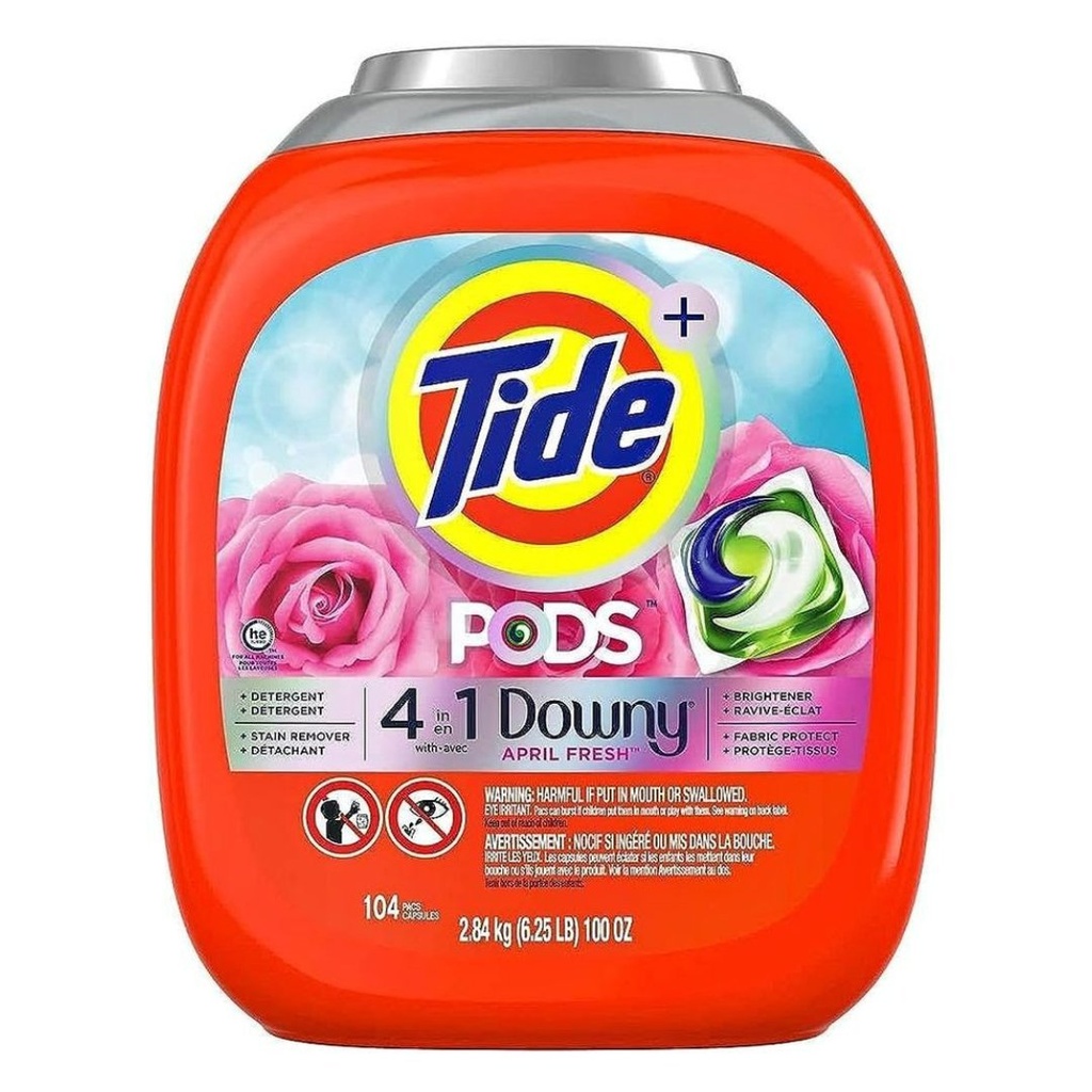 Cápsulas De Jabón Detergente Tide 4en1 Con Downy / 104 Cap
