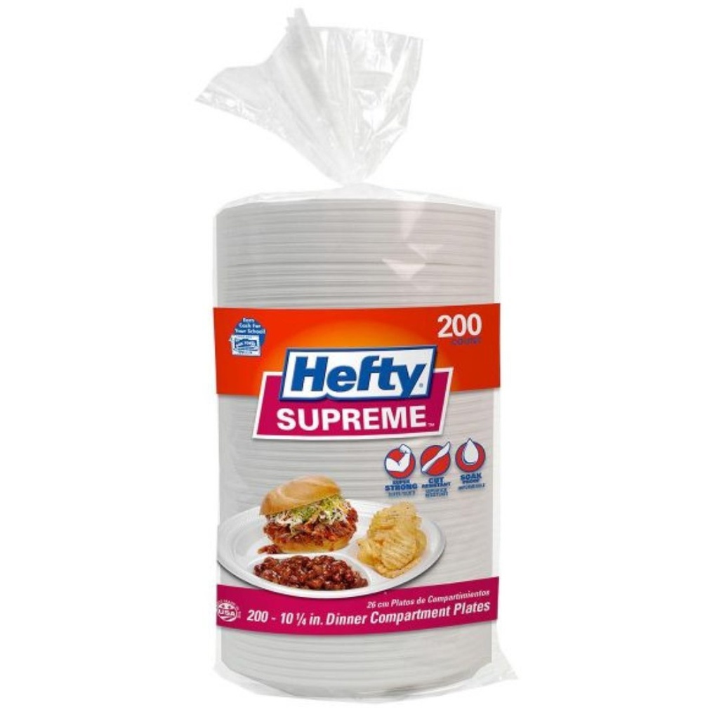 Platos De Anime Con Compartimientos, Hefty Supreme / 200 Pack / 26cm