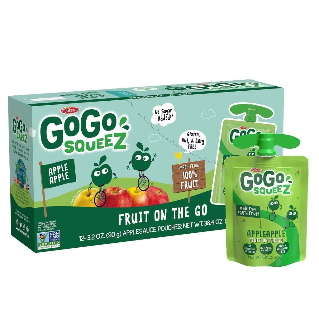 Compotas Naturales De Frutas Y Vegetales - Doble Manzana / GoGo Squeez / 12 Pack / 90g / 1.08Kg