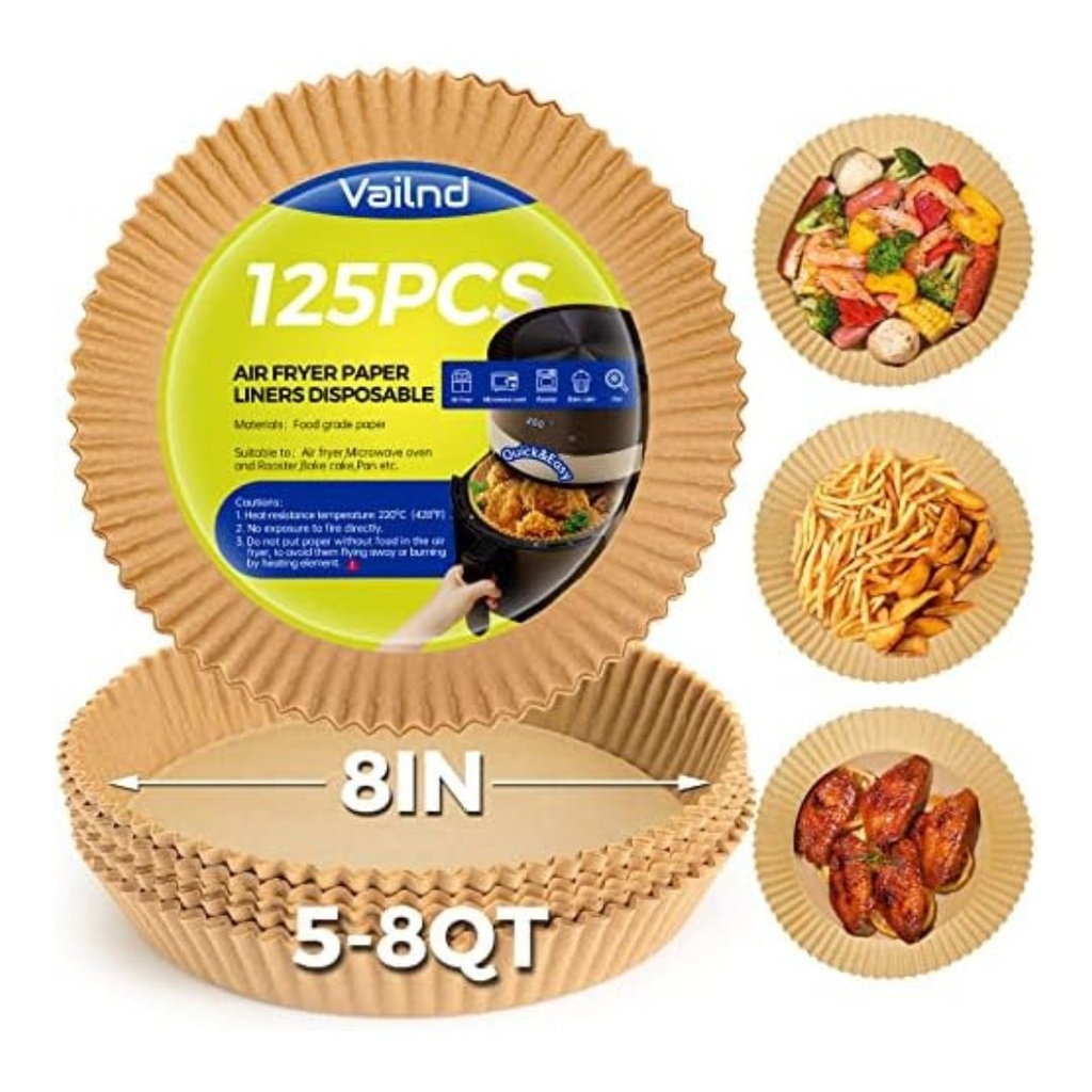 Hojas De Papel Pergamino Para Air Fryer - Vailnd / 125 Pack / 20.32cm