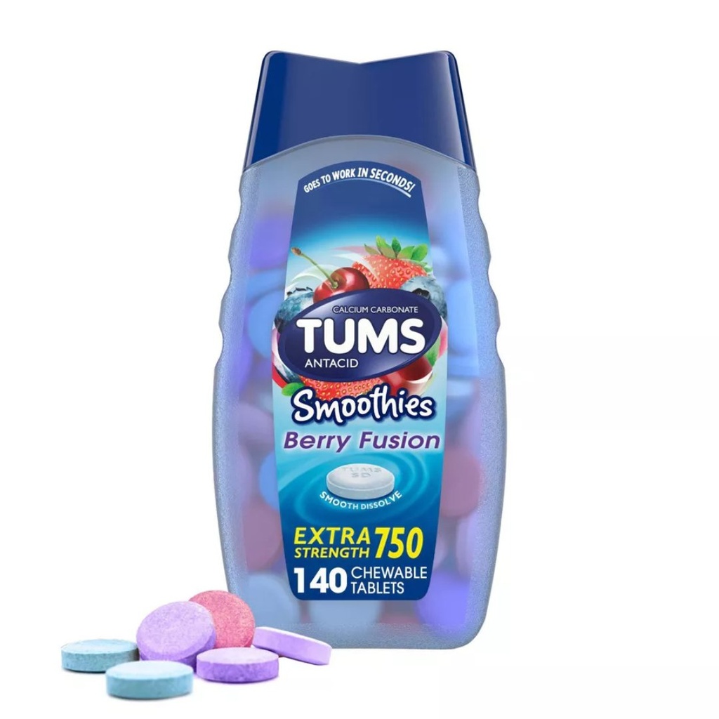 Tabletas Masticables Antiácido Extra Fuerte - Berry Fusion / Tums / 140 Tabletas