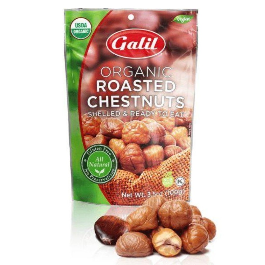 Castañas Orgánicas Tostadas Con Sal Listas Para Comer / Galil / 100g