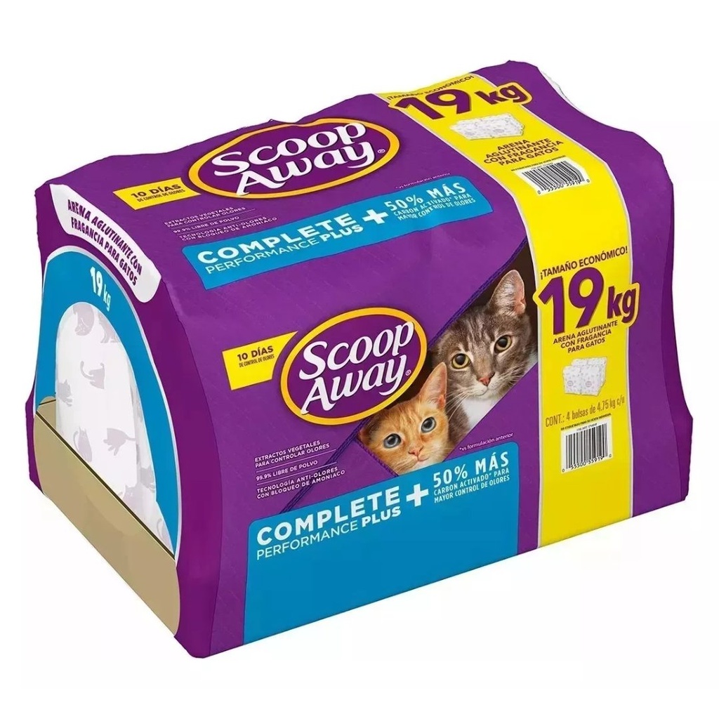 Scoop Away Arena Anti Olores Para Gatos, Aroma Fresco y Limpio 99.9% Libre De Polvo / 19 Kg