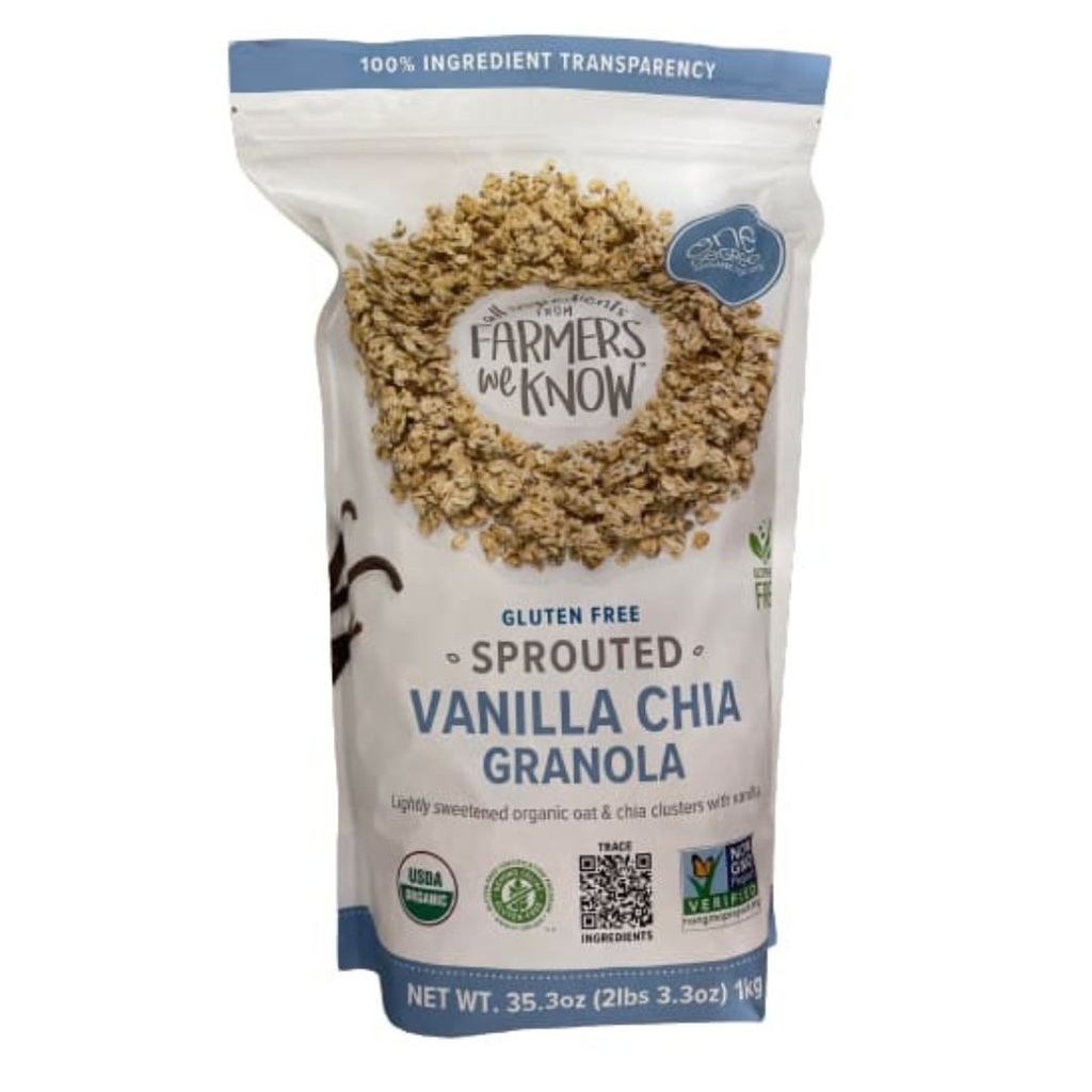 Granola De Vainilla y Chía Germinada Sin Gluten / One Degree From Farmers We Know / 1Kg