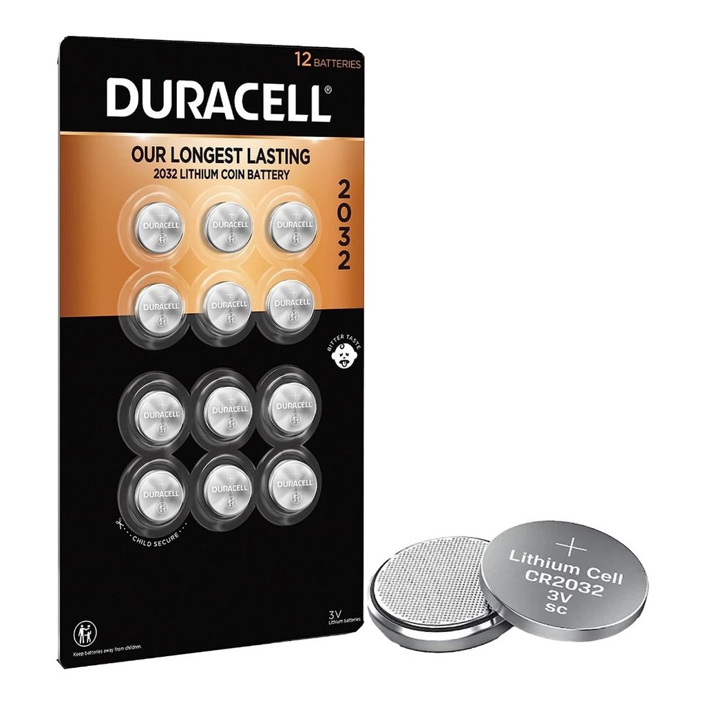 Batería De Moneda De Litio CR2032 - Duracell / 12 Pack