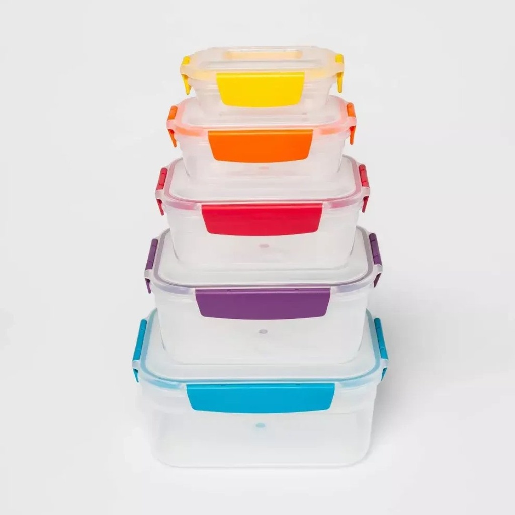 Contenedores De Alimentos De Plástico Con Tapa Libre De BPA / Joseph Joseph / 5 Pack Tamaños Variados