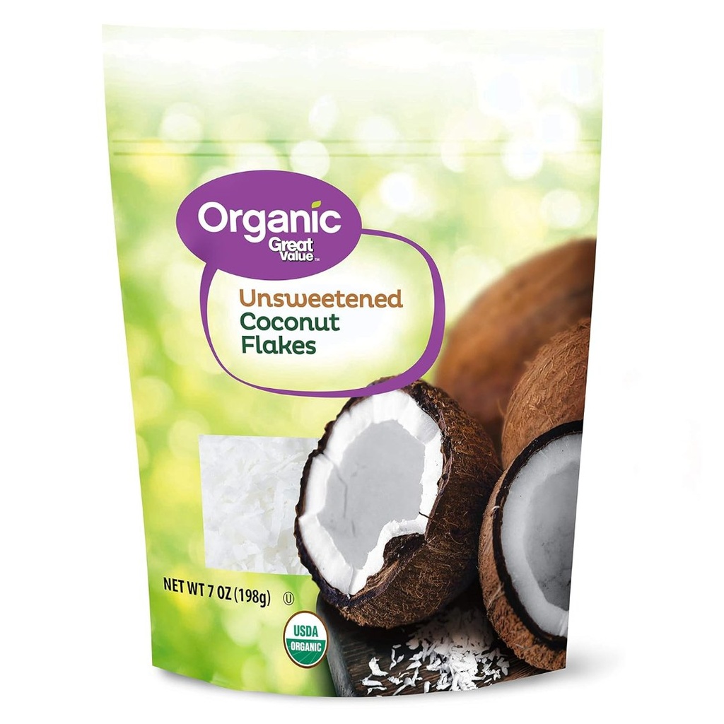 Hojuelas De Coco Sin Endulzar, Organic Great Value / 198g