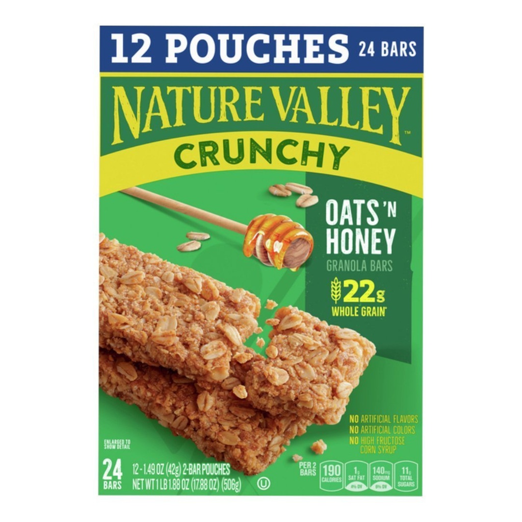 Barras De Granola - Avena Y Miel Crunchy / Nature Valley / 12 Pack - 24 Barras / 42g