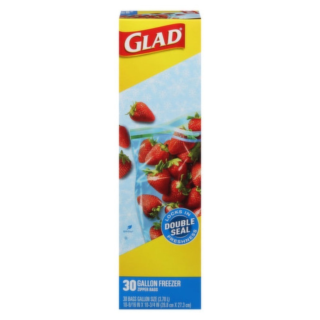Bolsas De Plástico Con Cierre Para Almacenamiento De Alimentos, Congelador / Glad / 26.8 cm X 27.3 cm / 30 Pack