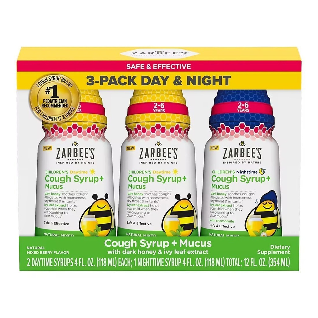 Jarabe De Niños Para Tos Y Mocos Dia Y Noche / Zarbee´s / 3 Pack / 118ml