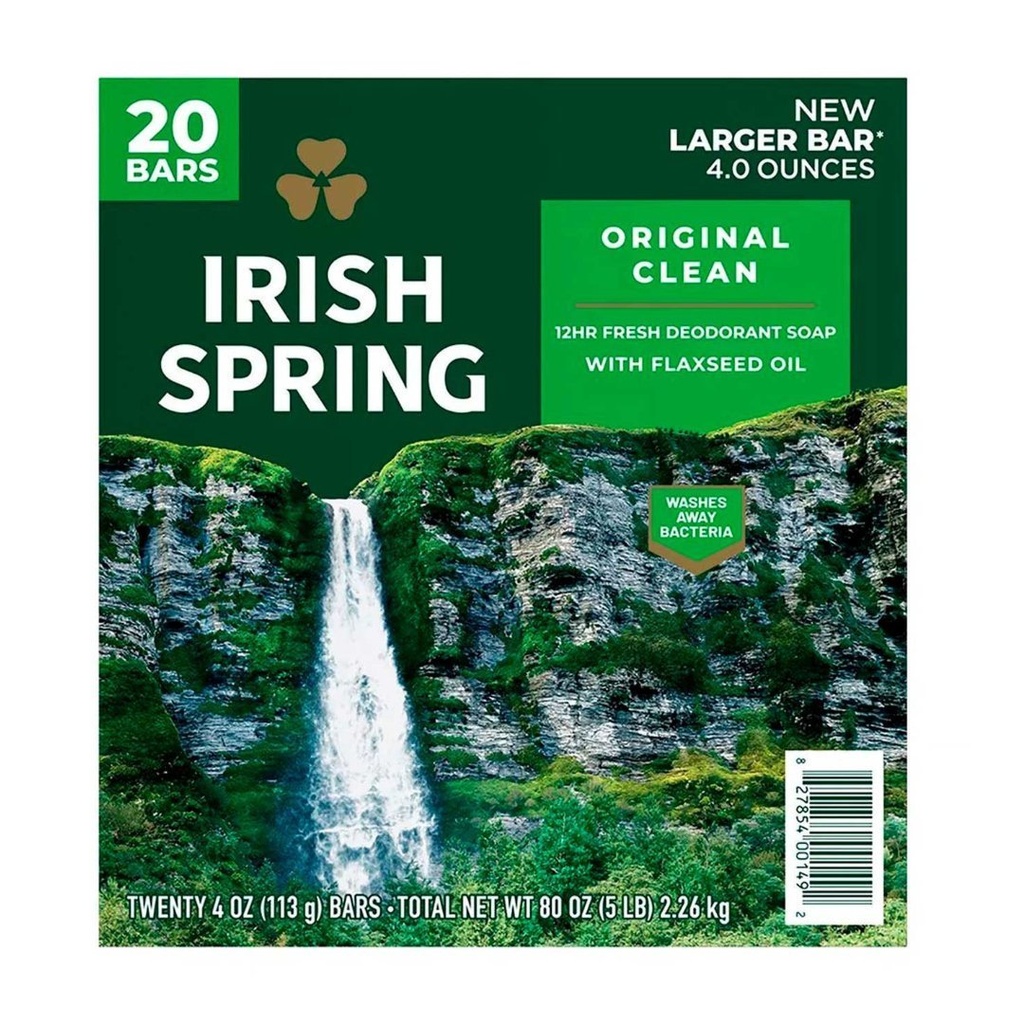 Jabon De Barra Irish Spring Original Clean / 20 Barras / 113g / 20 Pack