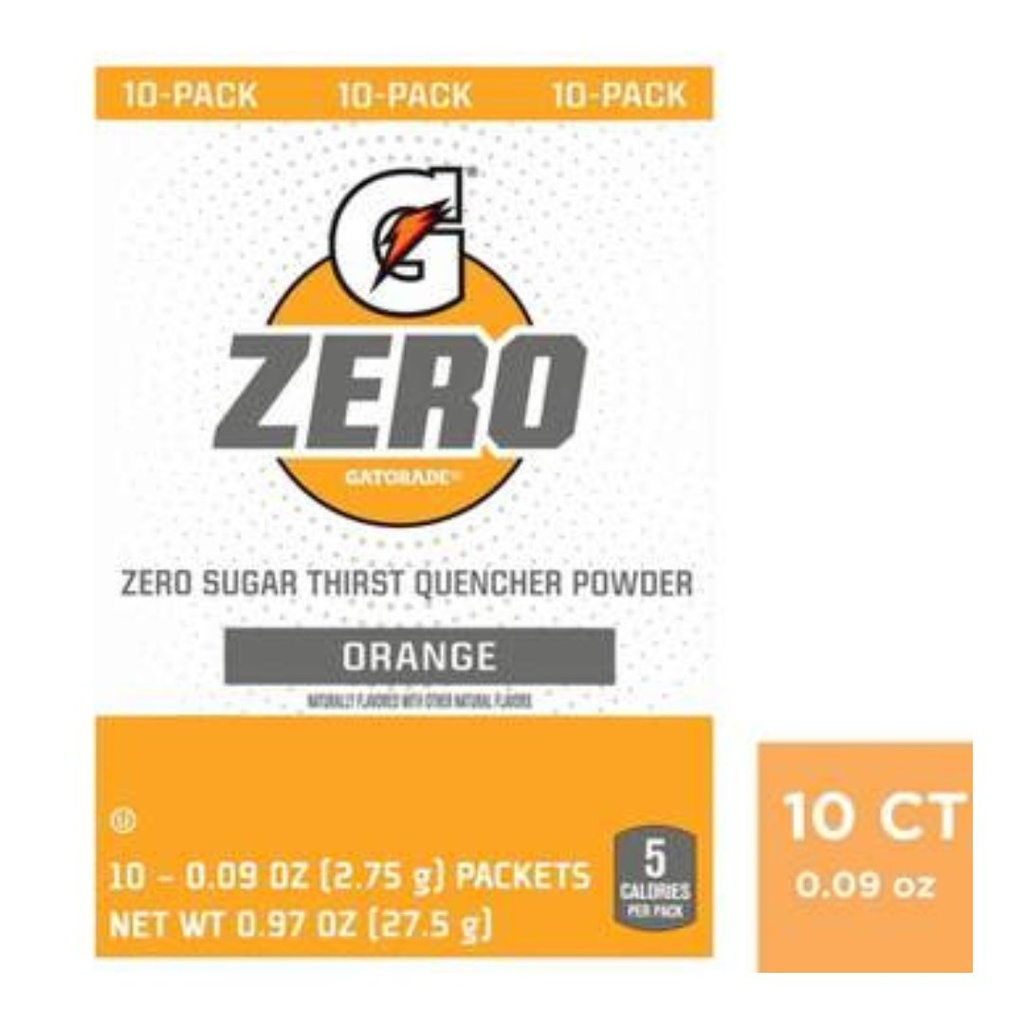 Sobres De Gatorade Zero - Naranja / 2.75g / 10 Pack