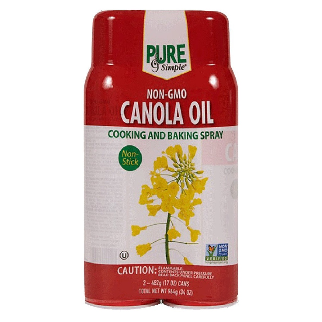 Spray De Aceite De Canola Antiadherente Sin OMG De Pure&amp;Simple, 482g / 2 Pack