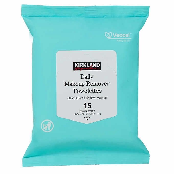 Kirkland Signature Toallitas Húmedas Desmaquillantes A Base De Plantas Con Fragancia Ligera / 15 Und