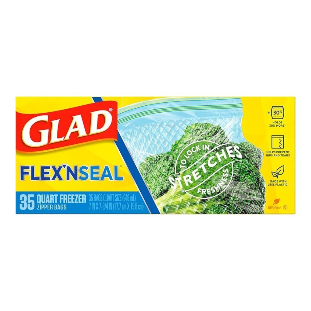Bolsas Glad Flex´Nseal Para Congelar 17.7 cm X 19.6 cm / 35 Pack