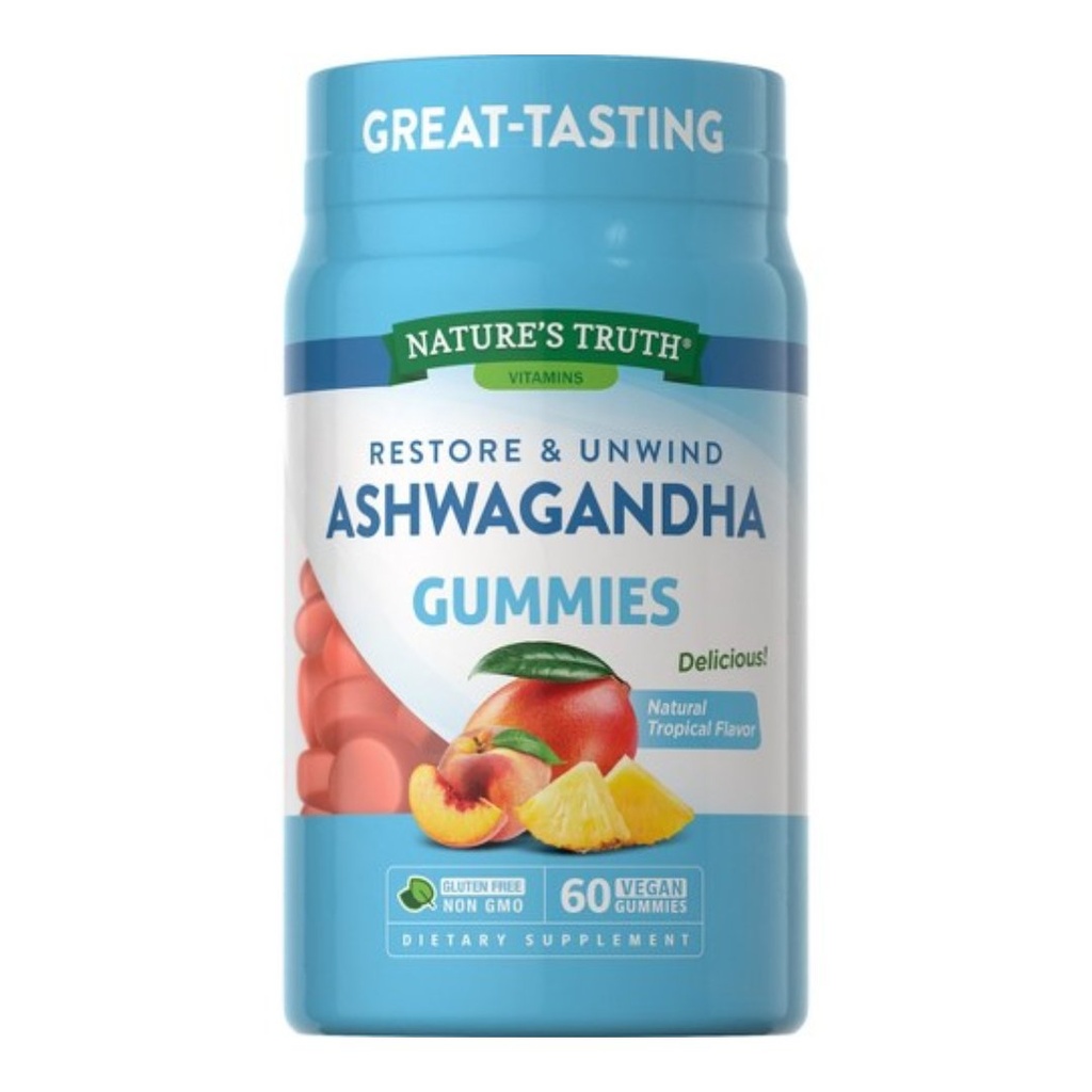Gomitas De Ashwagansha Sabor Tropical / Nature´s Truth / 60 Gomitas Veganas