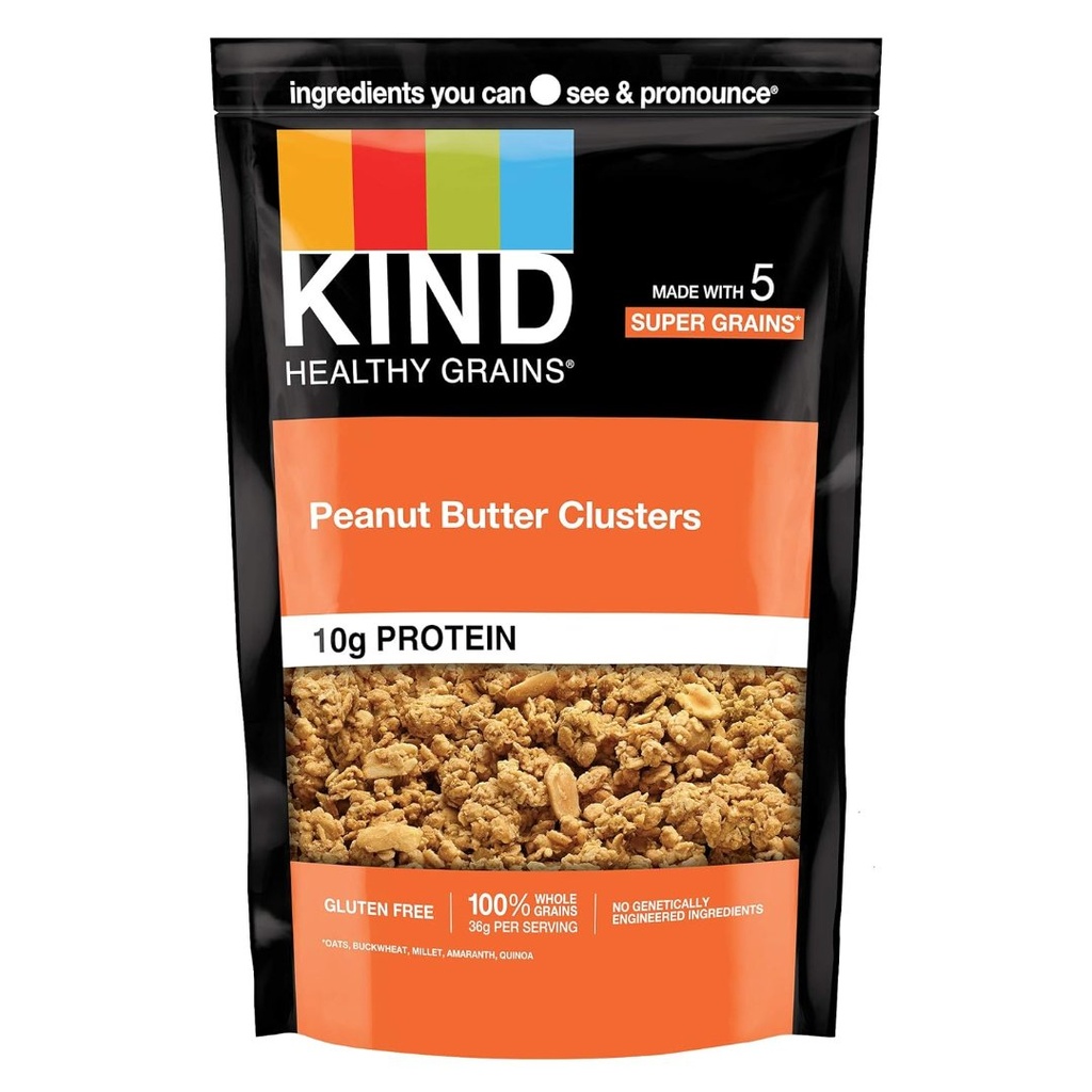 Granola De Racimos De Mantequilla de Maní - Sin Gluten - 10g De Proteina / Kind Healthy Grains / 850g