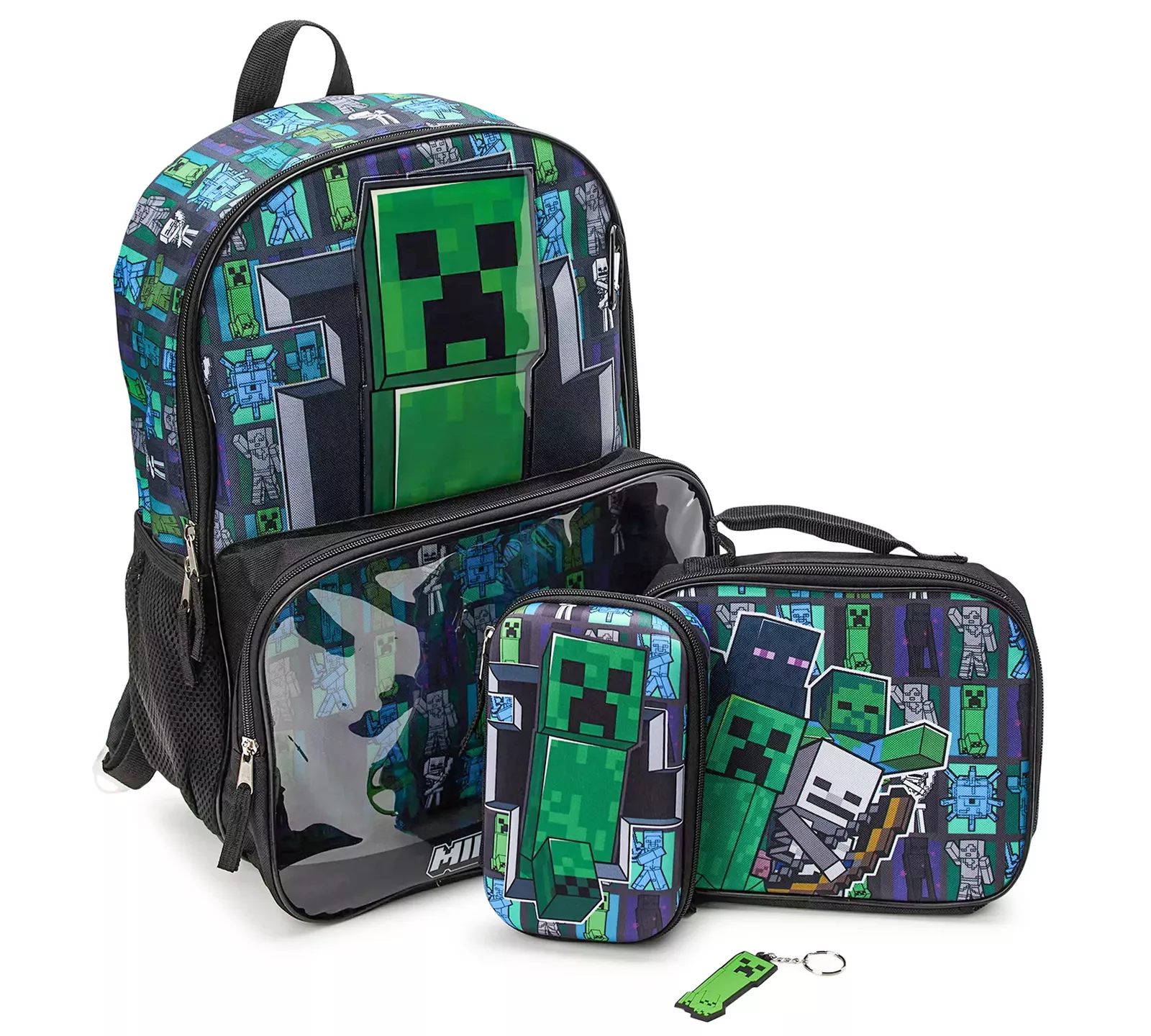 Bolso Escolar, Lonchera y Cartuchera Minecraft 17″ / 4 Piezas