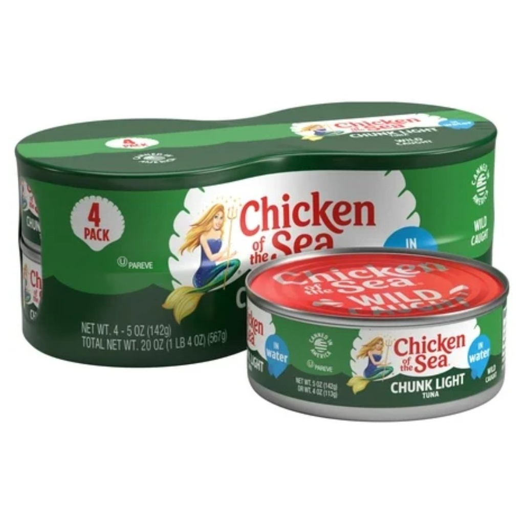 Atún En Trozos Enlatado En Agua / Chicken Of The Sea / 4 Pack / 113g