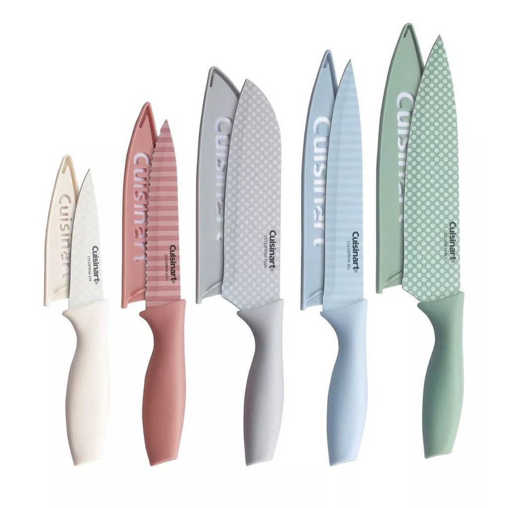 Cuchillos Cuisinart De Acero Inoxidable/Cerámica Con Protectores De Cuchillas / 10 Pcs Colores Variados