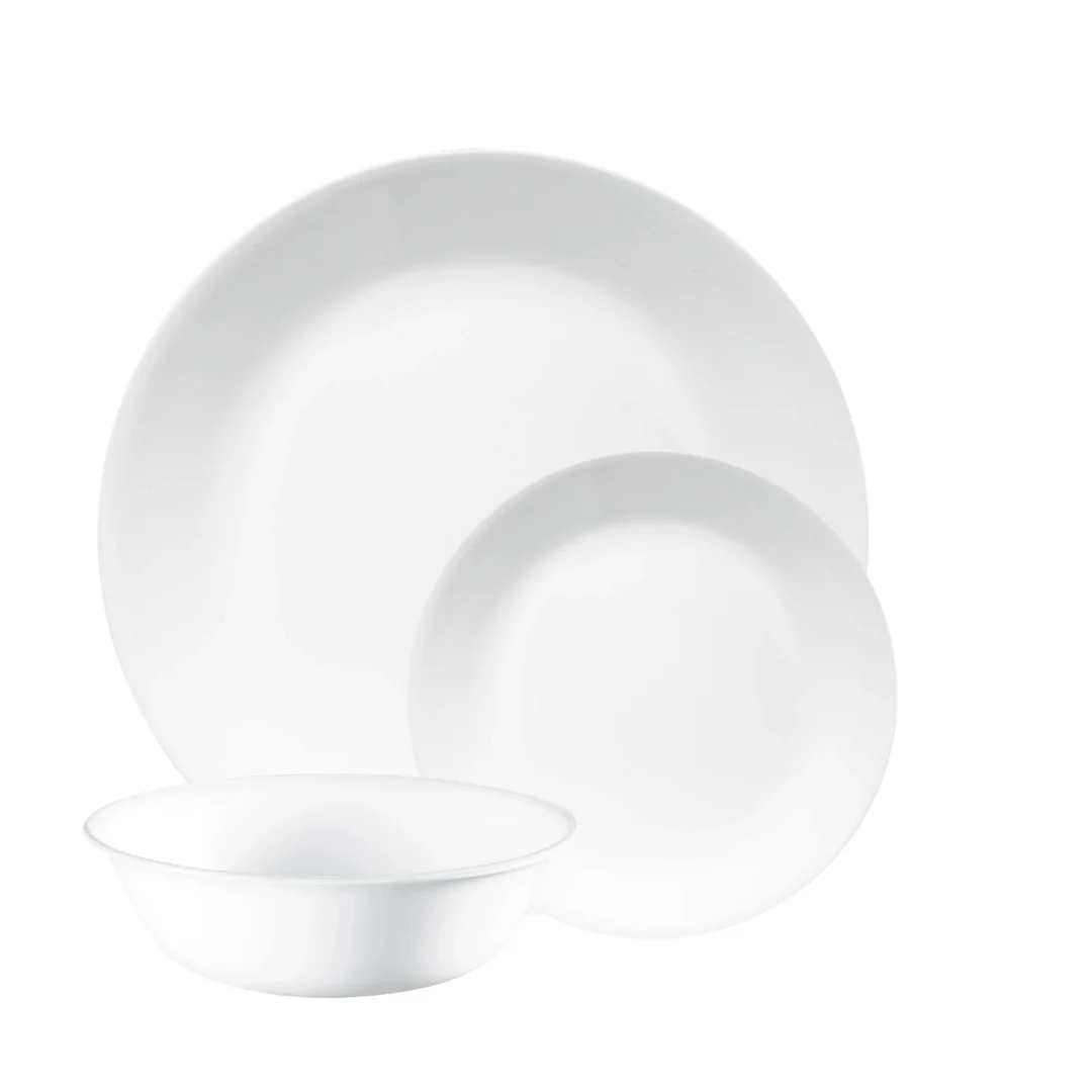 Juego De Vajillas Redonda de Melamina Extra Fuerte - Corelle / 12 Pcs en Blanco Puro