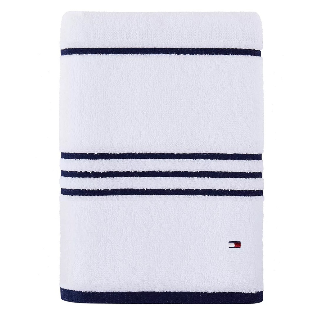 Toalla De Baño De Algodón - Diseño De Rayas Americanas Azul Marino - Tommy Hilfiger / 76.20 cm x 1.37 mt